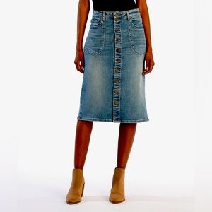 KUT Rose Denim Midi Skirt